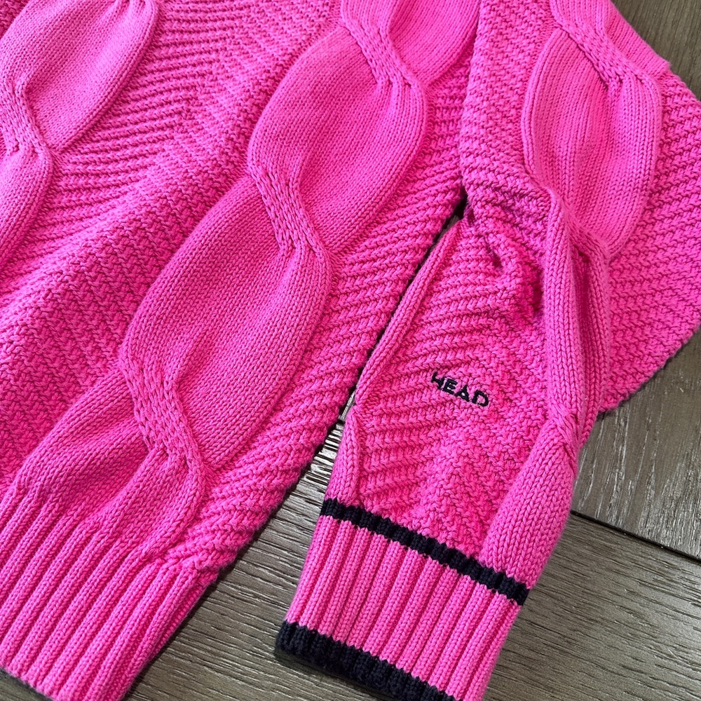 Head Women’s Cable Knit Crew Neck Sweater Size Large Pink - Picture 4 of 8